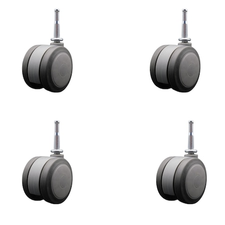 Service Caster 3'' Gray Heavy Duty Floor Safe Twin Wheel Caster 5/16 Grip Neck Stem , 4PK SCC-GN02S75-TPR-GRY-4